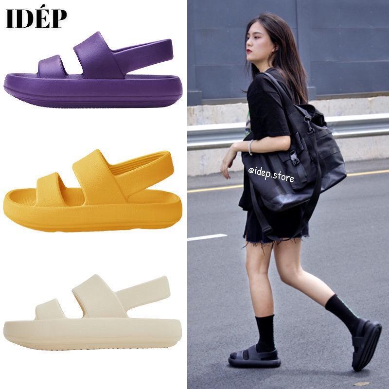 Giày sandal bánh mì nữ 2 quai ngang chất EVA đế cao 3cm đi mưa siêu bền iDÉP- GL066