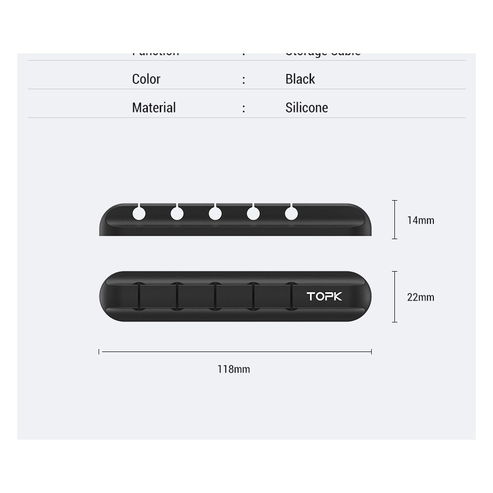 Giá Silicon mini cố định dây cáp sạc cho các thiết bị điện tử trên bàn làm việc 3 lỗ/ 5 lỗ - HÀNG CHÍNH HÃNG TOPK