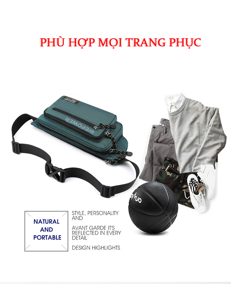 Túi Đeo Chéo Ngực Nam Đa Năng Cao Cấp Teement Phong Cách Mới, Chống Thấm, Chống Xước - Hàng Chính Hãng