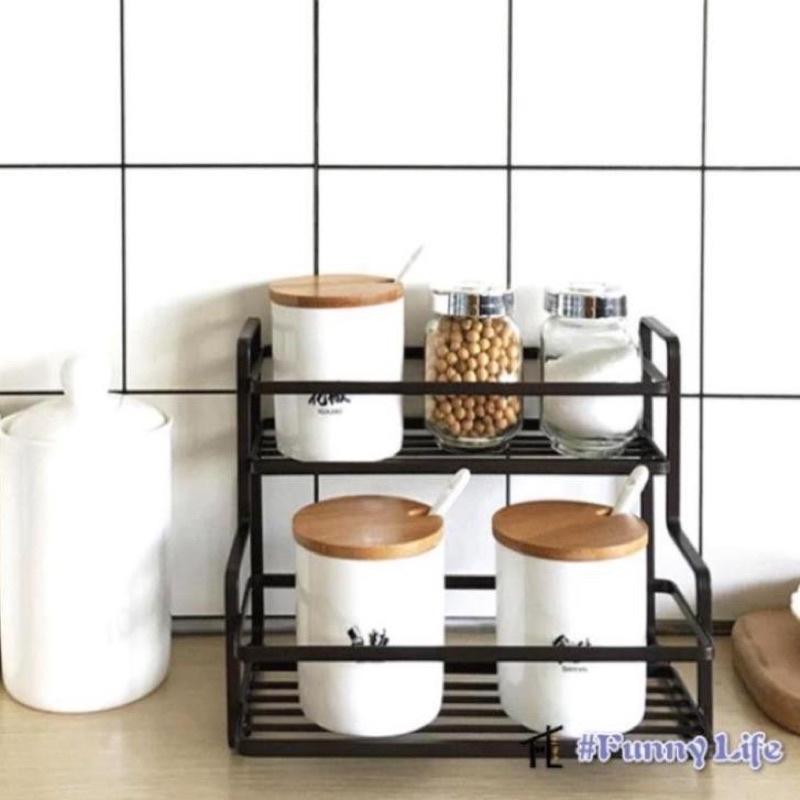 Kệ gia vị bậc thang thép sơn tĩnh điện màu nâu đen