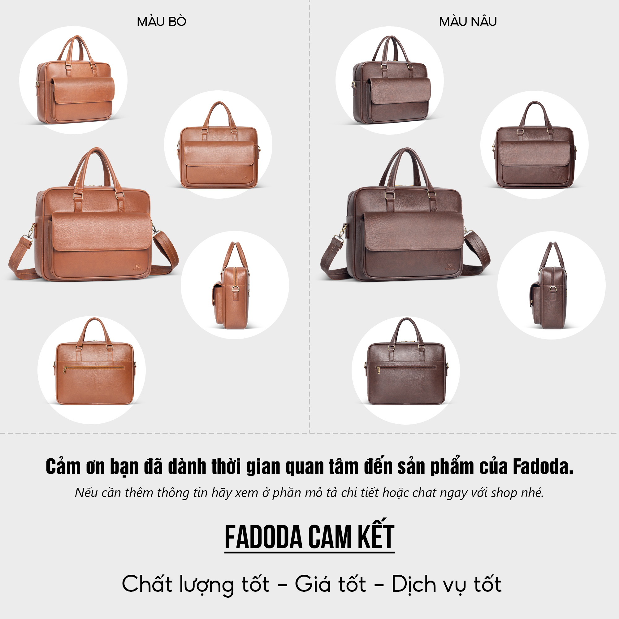 Cặp da nam công sở đa năng Fadoda FCD3