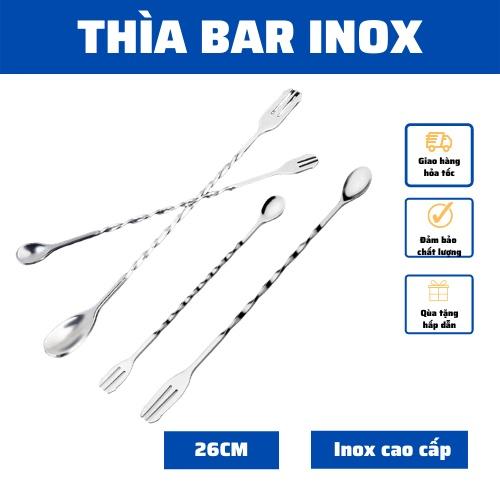 Thìa Bar pha chế 26cm cao cấp thìa inox khuấy hai đầu siêu bền cho quầy Bar dụng cụ pha chế chuyên dụng 26-32cm