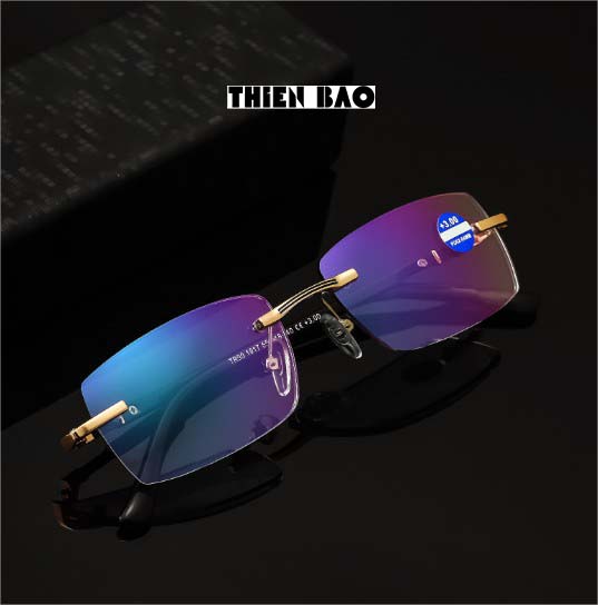 Kính lão thị, viễn thị Hai tròng nhìn XA - GẦN đọc chữ nhìn xa, tròng váng xanh, GỌNG KHOAN nam nữ không viền KT1K