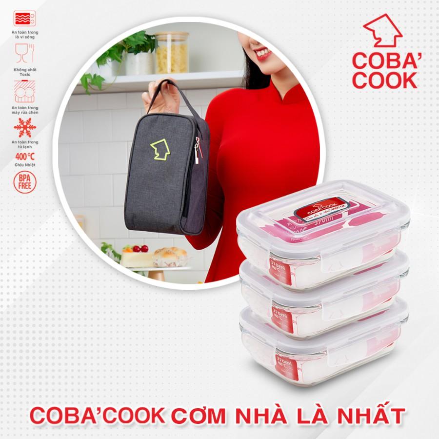 Hộp thủy tinh hộp đựng cơm trữ thức ăn chịu nhiệt COBA'COOK hộp chữ nhật 1041ml- CBHL1041