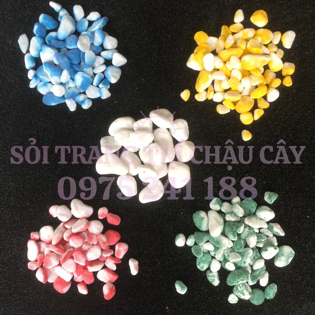 1KG Đá sỏi trang trí chậu cây, sỏi trang trí sân vườn nhiều màu kích thước 1-2cm