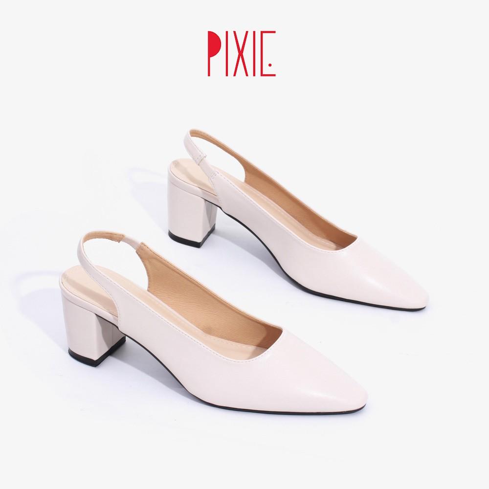 Giày Cao Gót 5cm Hậu Thun Mũi Vuông Pixie X735