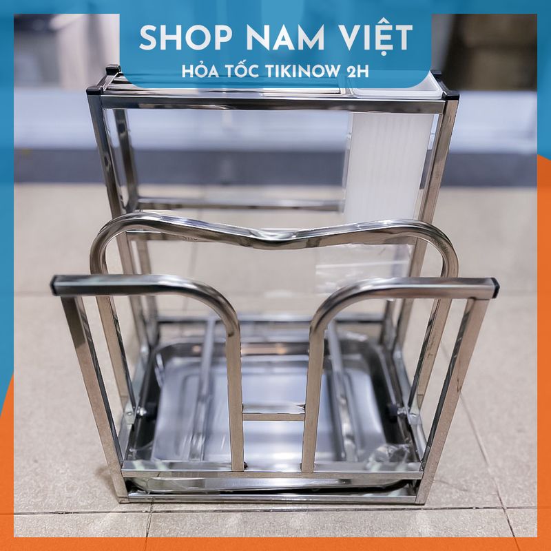 Kệ INOX304 Để Dao Thớt Kèm Ống Đũa Có Khay Hứng Nước Tiết Kiệm Không Gian