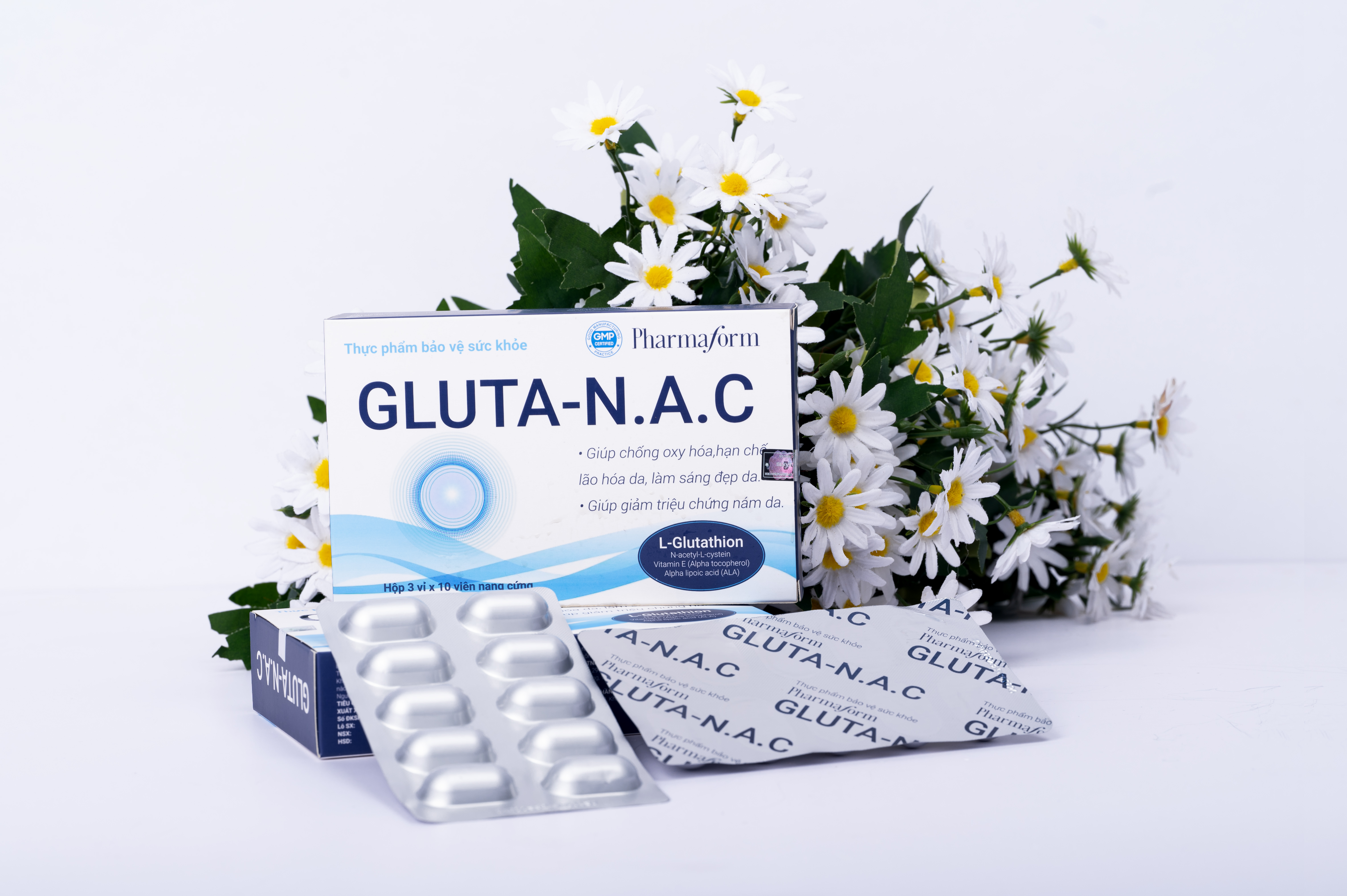 Viên uống Pharmaform Gluta N.A.C sáng da, ngừa lão hoá Hộp 30 viên