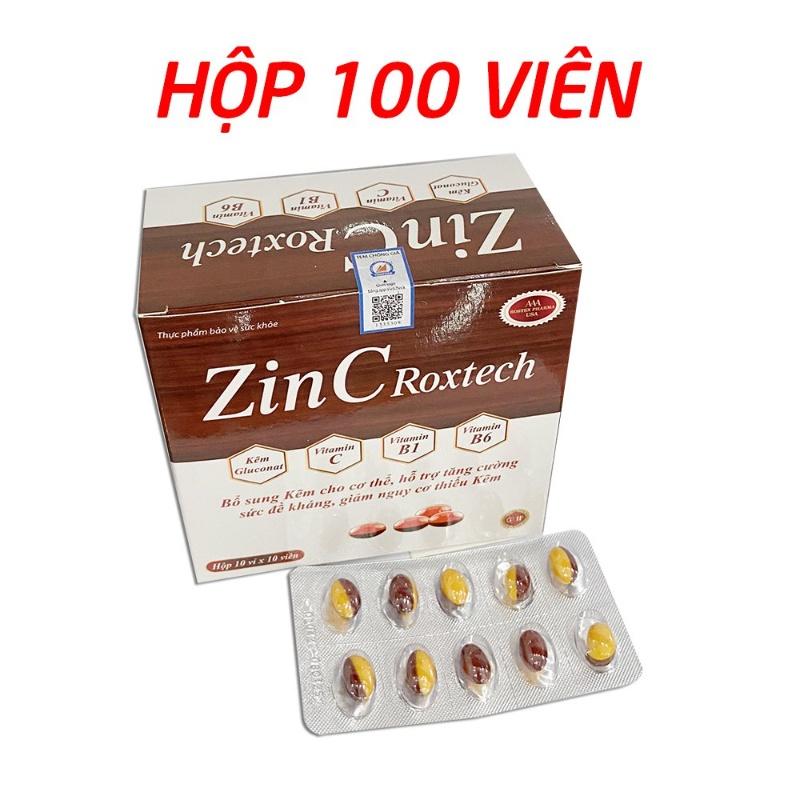 Viên kẽm zinc gluconate, vitamin tăng cường sức đề kháng - Hộp 100 viên - ZinC Roxtech - Rostex- Tủ Thuốc Bảo Châu