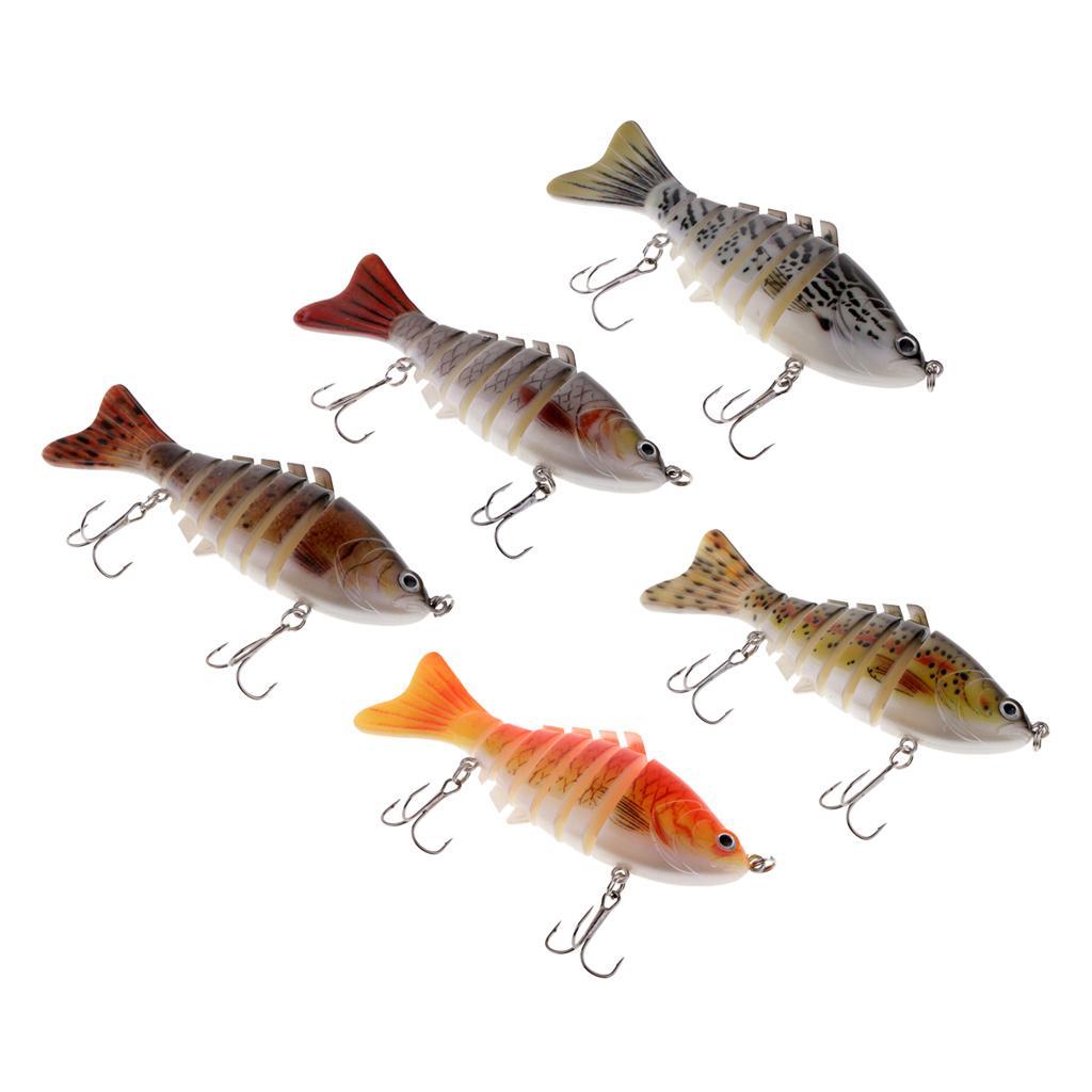 Multi Sections 7 Segments Fishing Lure Treble Hook 3D Eyes Hard Baits