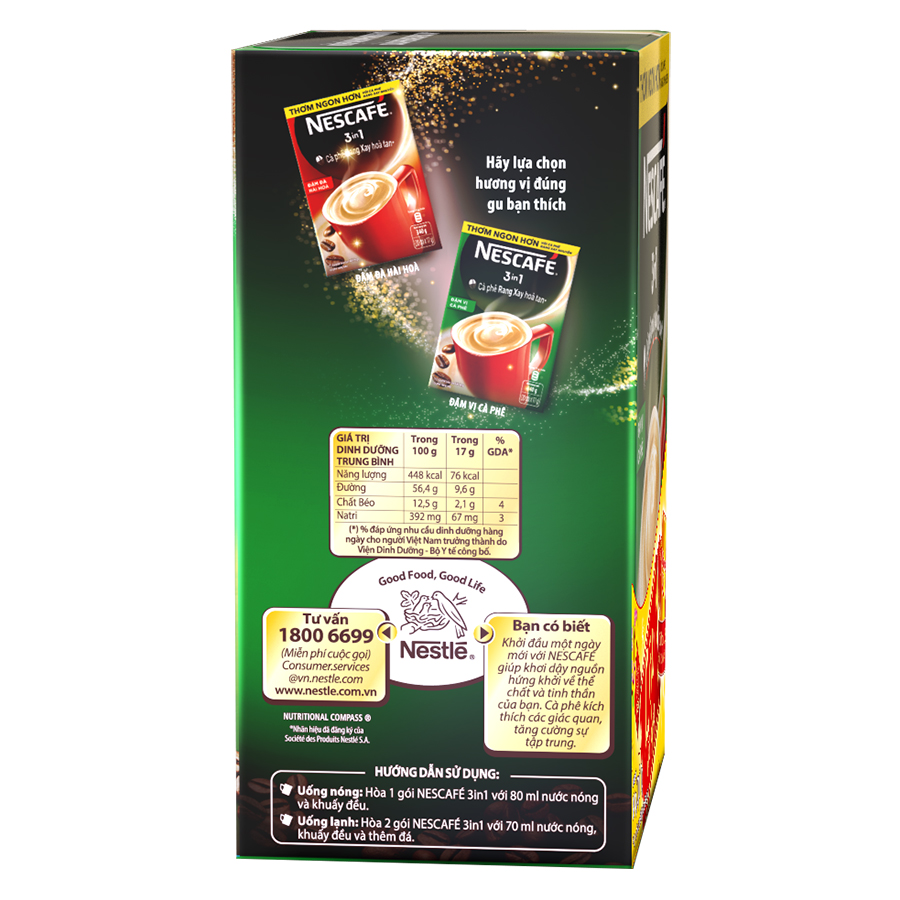 NESCAFÉ 3IN1 Công thức cải tiến - Vị rang đậm - Hộp 20 gói x 17 g