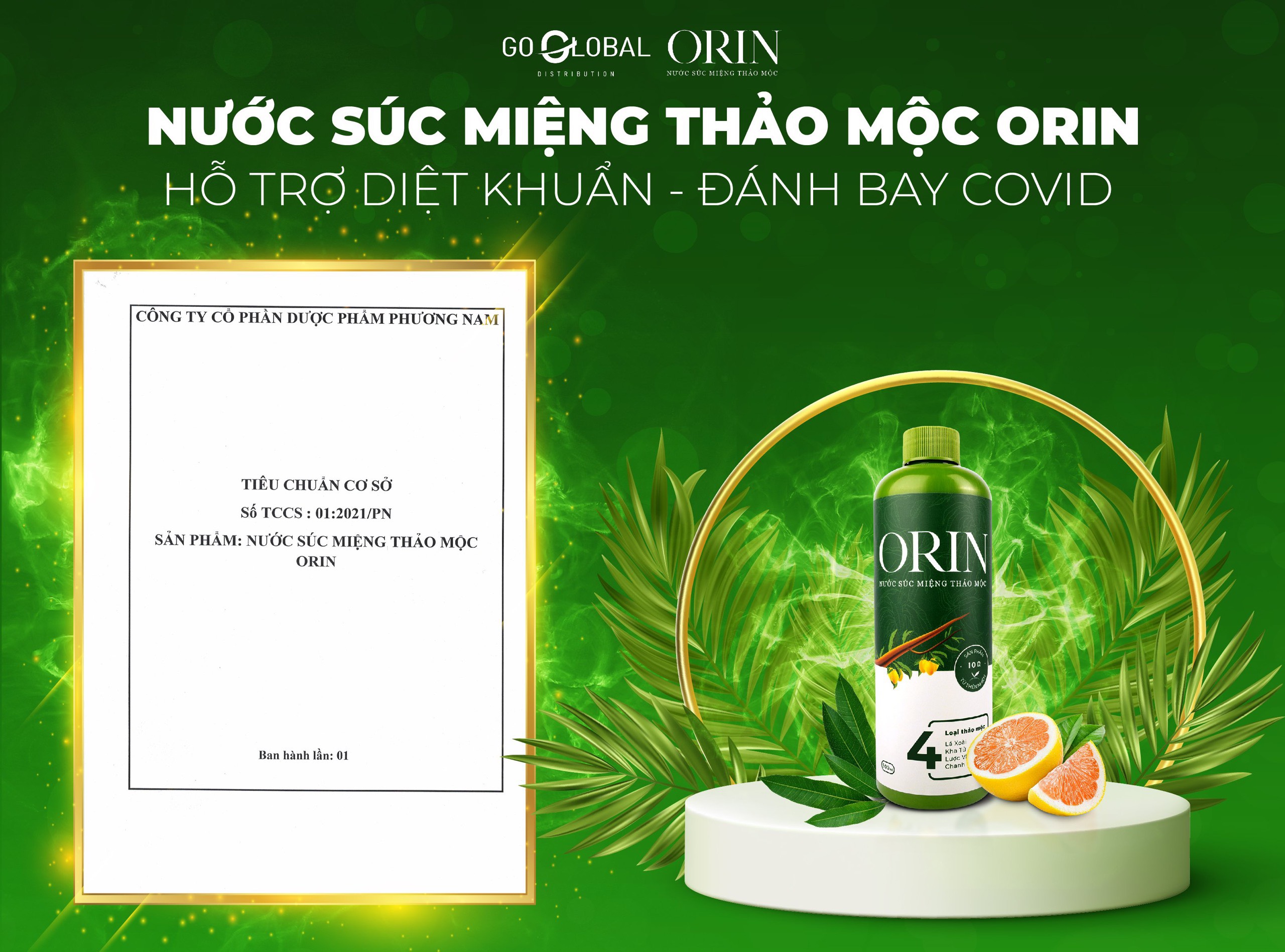 Nước Súc Miệng Thảo Mộc Orin ngừa sâu răng, kháng khuẩn, tan mảng