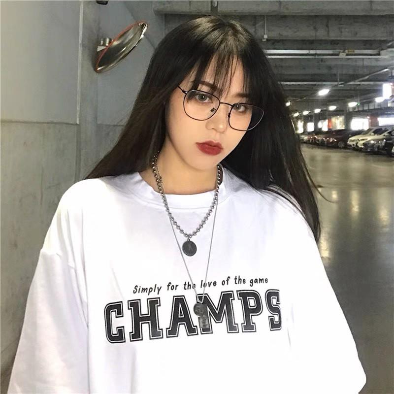 Áo thun tay lỡ unisex form rộng CHAMPS, áo phông nam nữ oversize 2 màu đen trắng co giãn 4 chiều ATL86 - Beshine Store