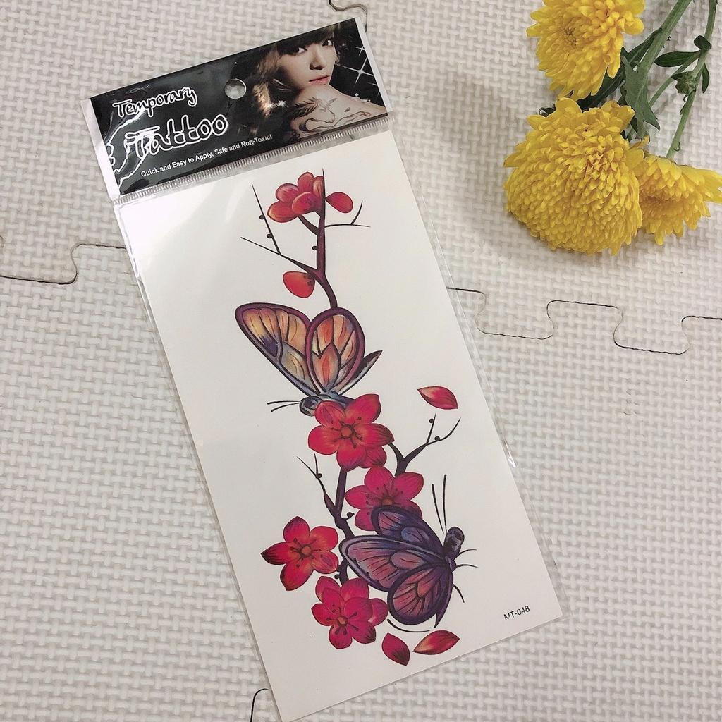 Combo 5 tấm hình xăm dán cao cấp 10x20cm: Hoa xinh khoe sắc
