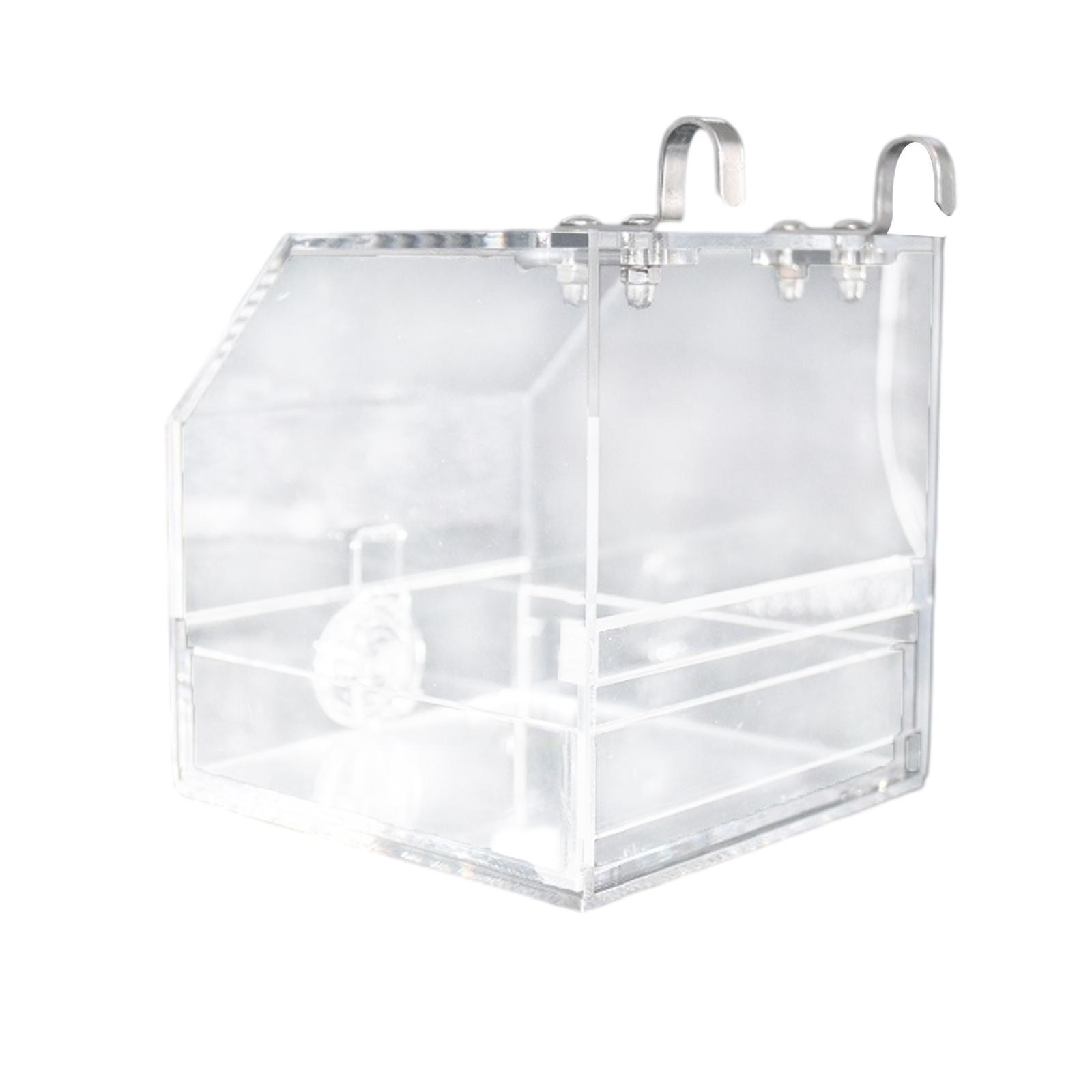Clear Bird Cage Feeder Acrylic Hanging Pet Feeder Food Dish Feeding Box