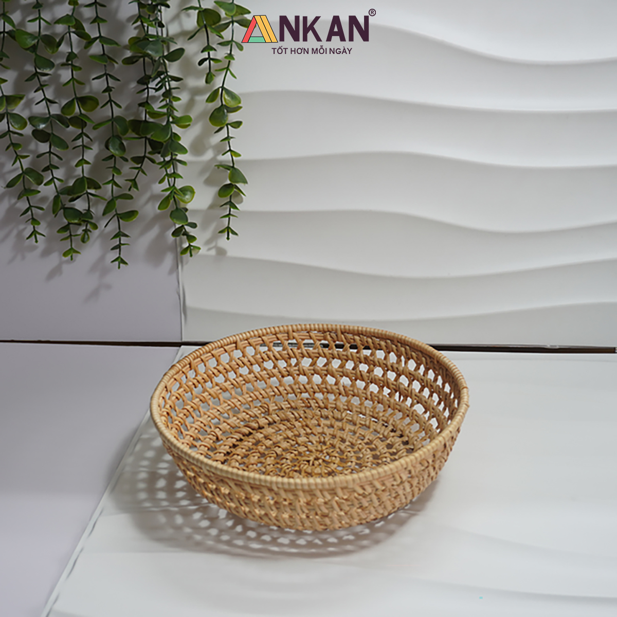 Khay Rổ Mây Tre Đan ANKAN – Đựng Trái Cây, Bánh Kẹo, Đồ Khô, Decor Nhà Ăn &amp; Phòng Khách – Thủ Công Việt Nam