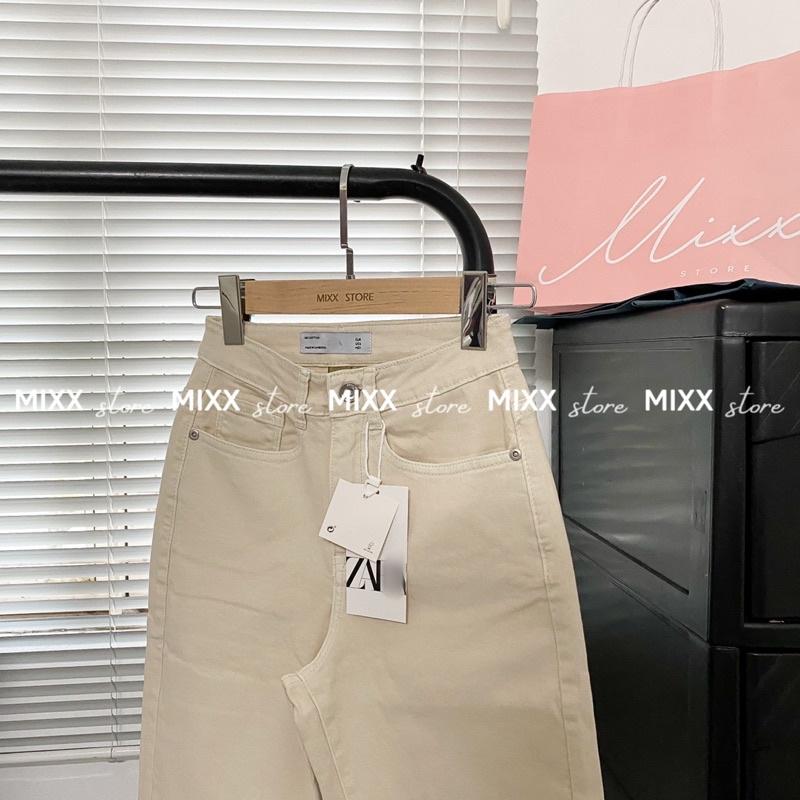 Quần jean nữ Baggy Kem lưng cao chất giãn nhẹ thoải mái phom trẻ trung