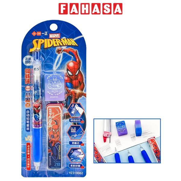 Bút Chì Bấm Spider-Man Kèm Ngòi Chì Và Gôm Tẩy - iiGEN YZ310062