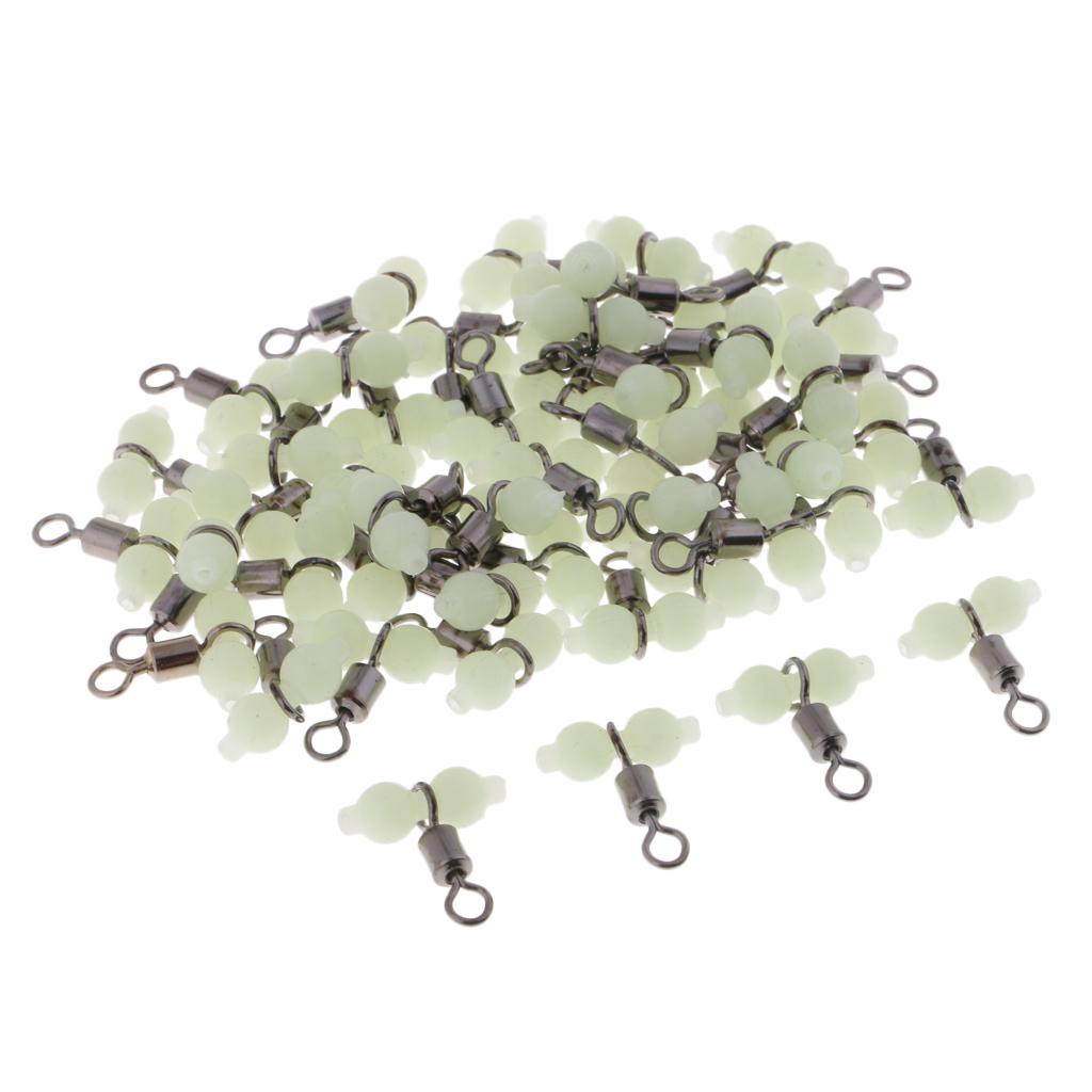 50x Luminous Gourd Rolling Swivel 3 Way Cross Line Connector Sea Fishing S
