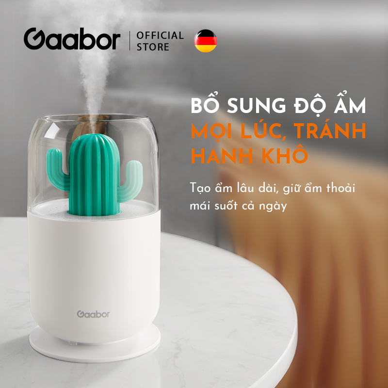 Máy phun sương nano mini tạo ẩm, khuếch tán tinh dầu có đèn ngủ GAABOR GMH-N3A dung tích 300ml - Hàng chính hãng