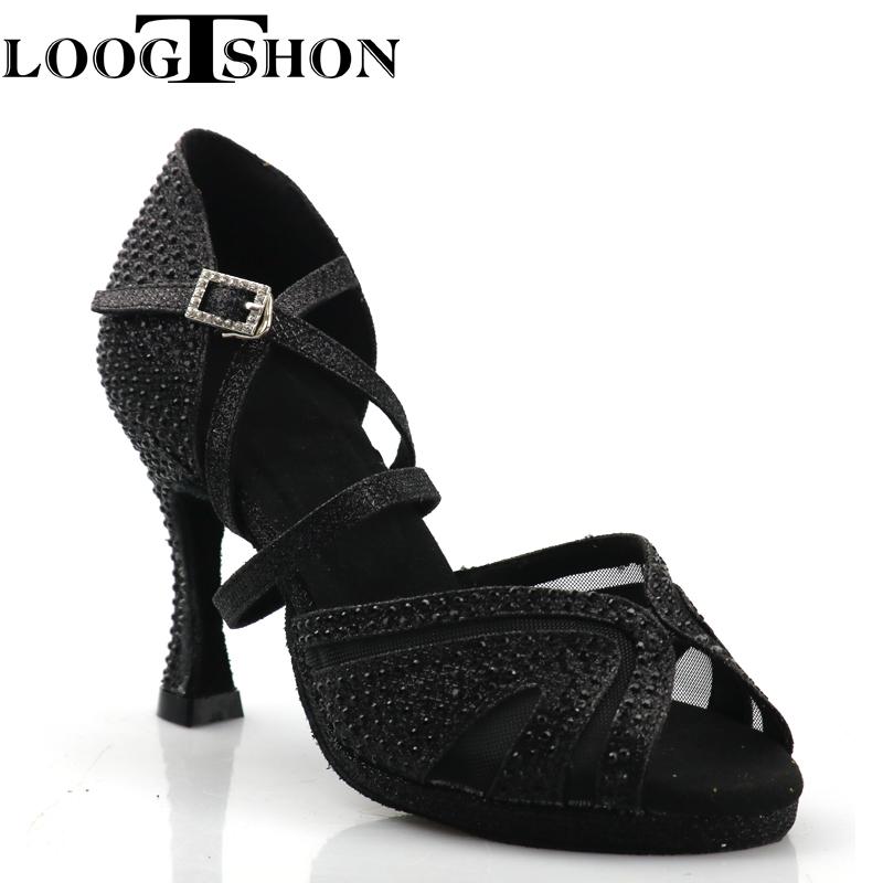 LOOGTSHON Giày khiêu vũ trên nền nước Latin Giày thời trang nữ Giày cao gót Jazz Giày cao gót cho bé gái Giày đế bệt cho nữ... Color: picture heel 10cm Shoe Size: 5