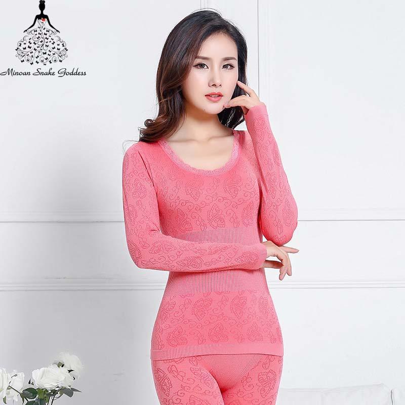 Phụ Nữ Quần Lót Sinh Nhiệt Mùa Đông Dài Johns Cho Nữ Ấm Áp Nhiệt Bộ Liền Mạch Cơ Thể Phù Hợp Với Quần Áo Ấm Cho Nữ Áo + quần