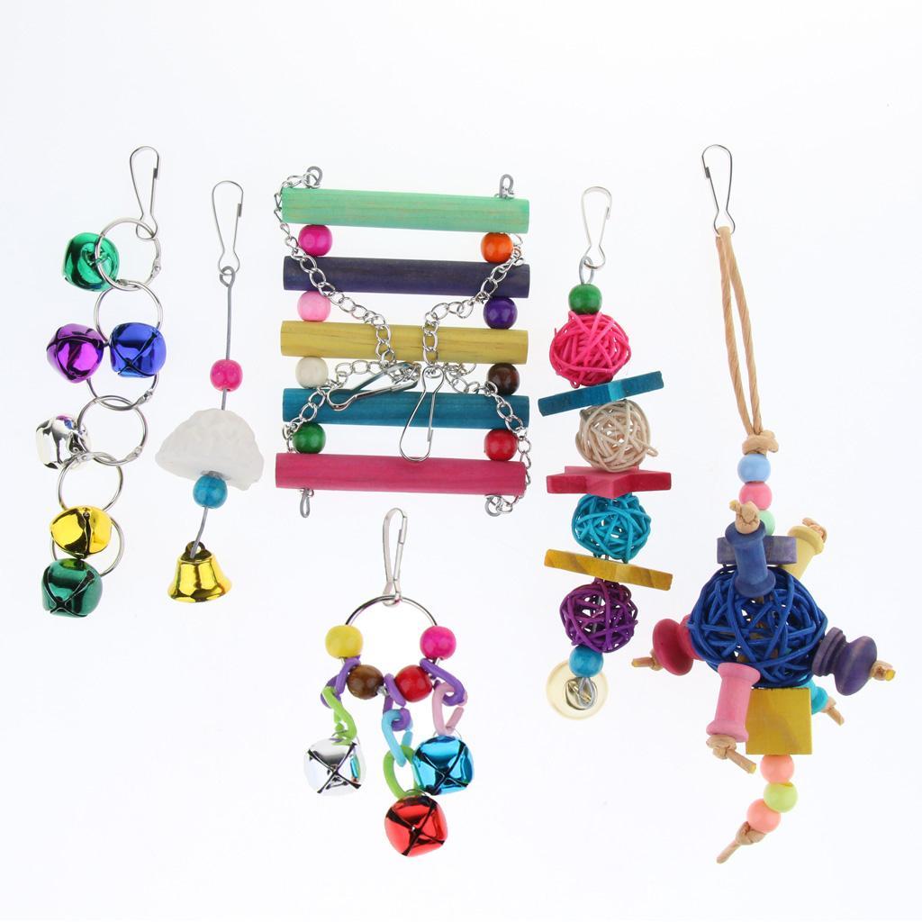 6PCS Parakeet Bird Toys Parrot Perches Swing