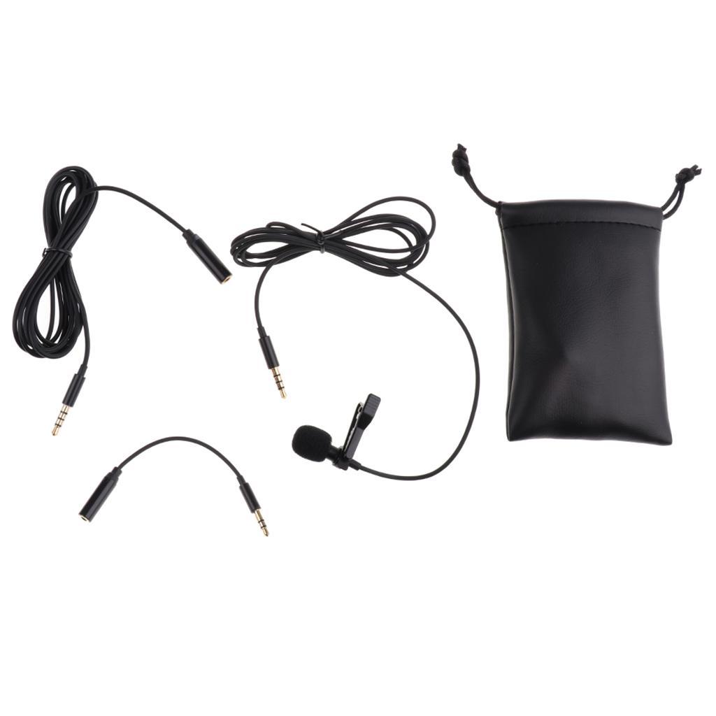 Black 3.5mm Lavalier Microphone with Microphone Adapter Cable for Smartphone