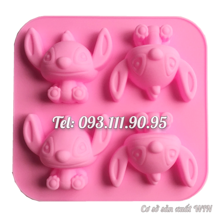 Khuôn silicon làm rau câu, socola 4 con gấu Stitch Teddy Starcraft – Mã số 1078