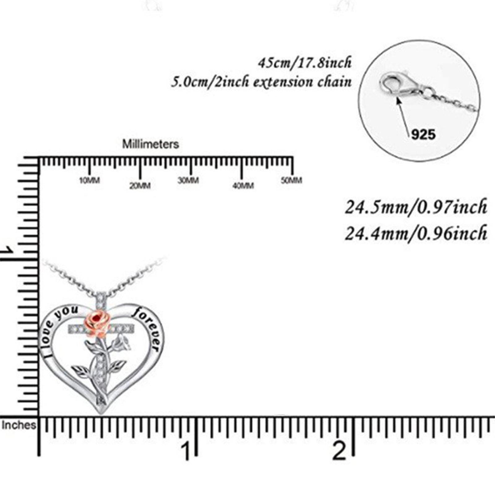 Alloy Heart Pendant Necklace Rose Flower Cross Valentines Day Birthday Gifts