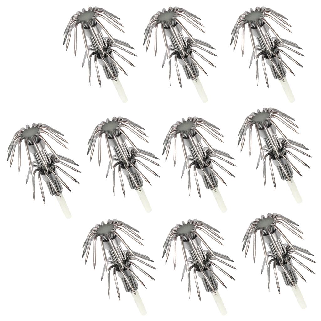 10pcs Stainless Steel Luminous Squid Lure Hooks Fishing Egi Jig Hooks
