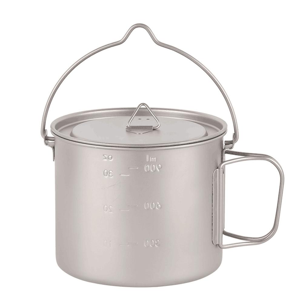 Nồi titan 1000ml siêu nhẹ có quai cầm tiện dụng đi cắm trại