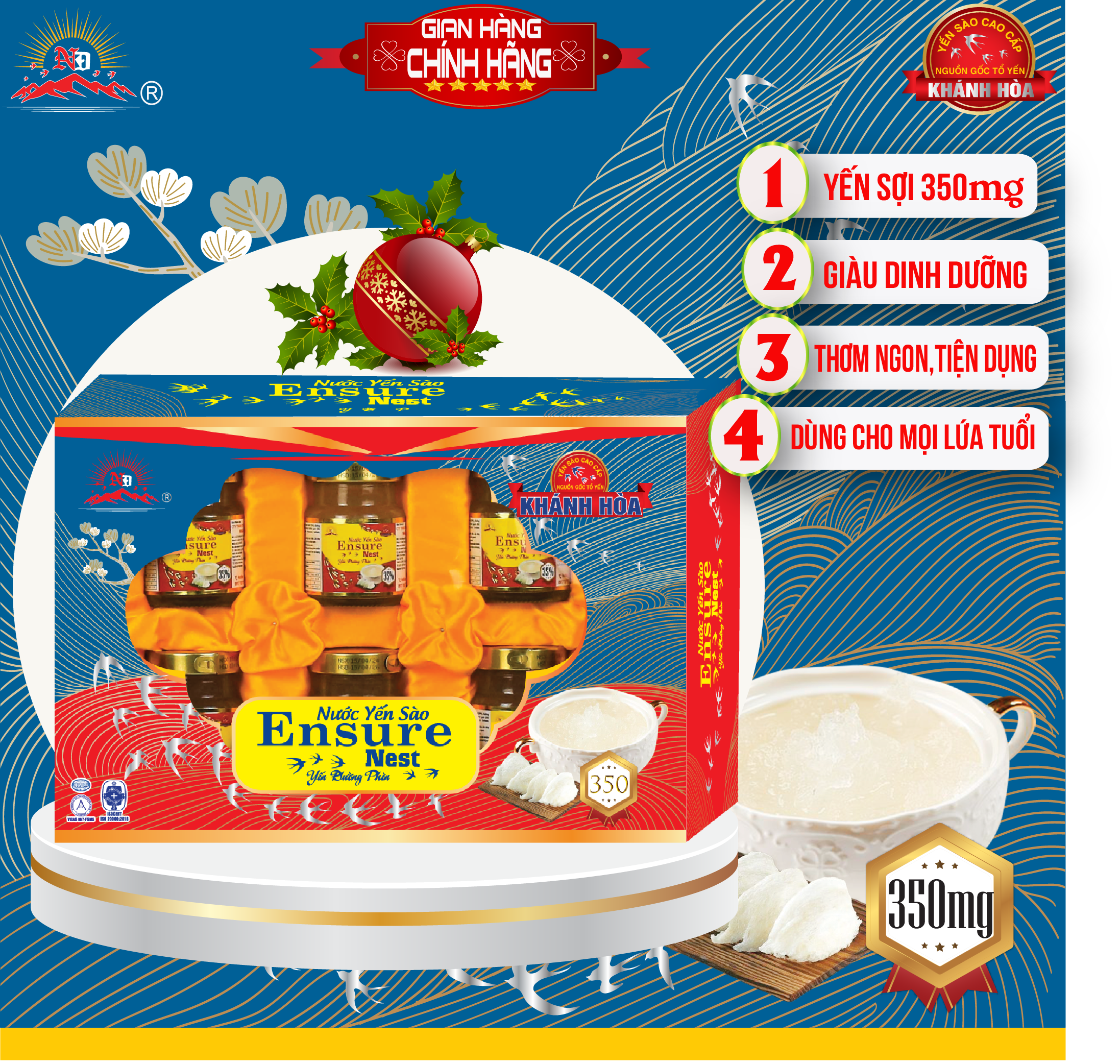 Yến Chưng Đường Phèn Ensure Nest 350mg Yến Nguồn Gốc Khánh Hoà - 70ml -Quà Sinh Nhật-Quà Biếu Tặng