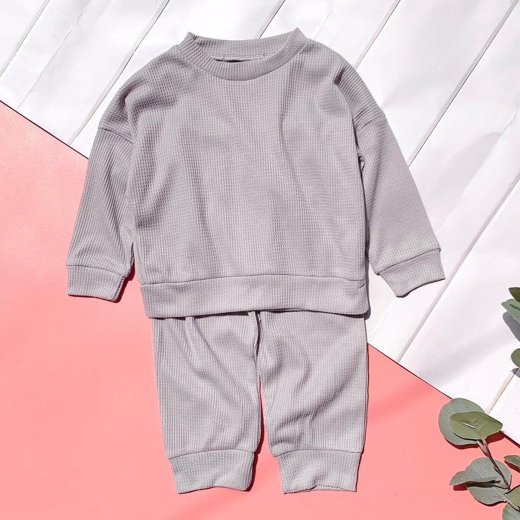 Bộ Dài Tay Thu cotton tổ ong trơn Cho Bé O.P Kids