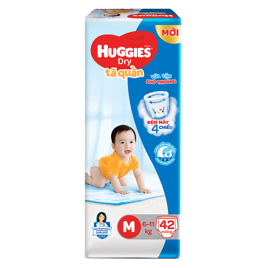 Tã Quần Huggies Dry Pants Jumbo M42 (6-11Kg)  - Gói 42 Miếng