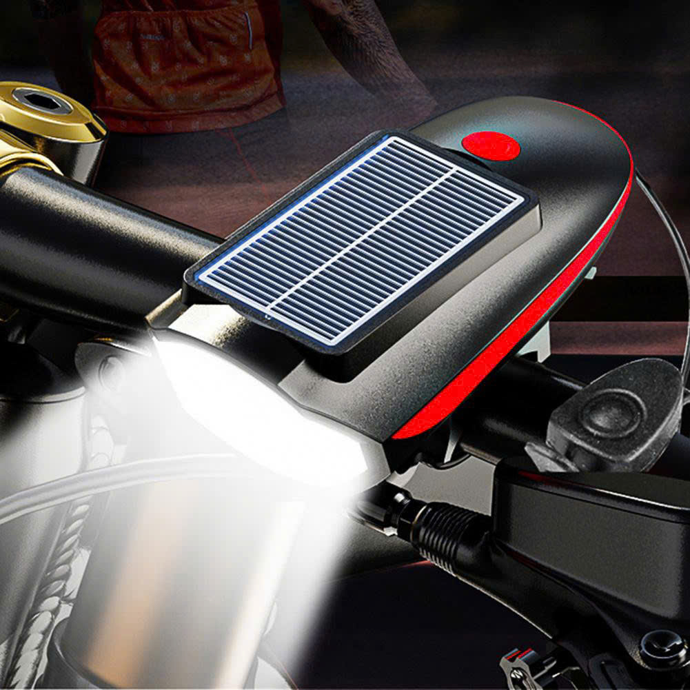 Đèn Xe Đạp Năng Lượng Mặt Trời Siêu Sáng: Có Sạc Pin, Còi Báo, Chống Thấm Nước Cao Cấp