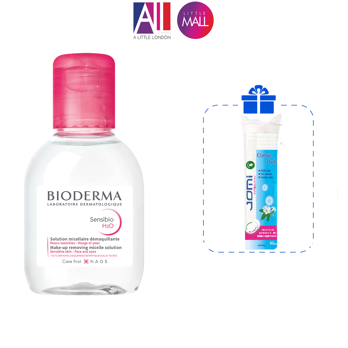 Nước tẩy trang và làm sạch dành cho da nhạy cảm Bioderma sensibio h20 TẶNG bông tẩy trang Jomi (Nhập khẩu)