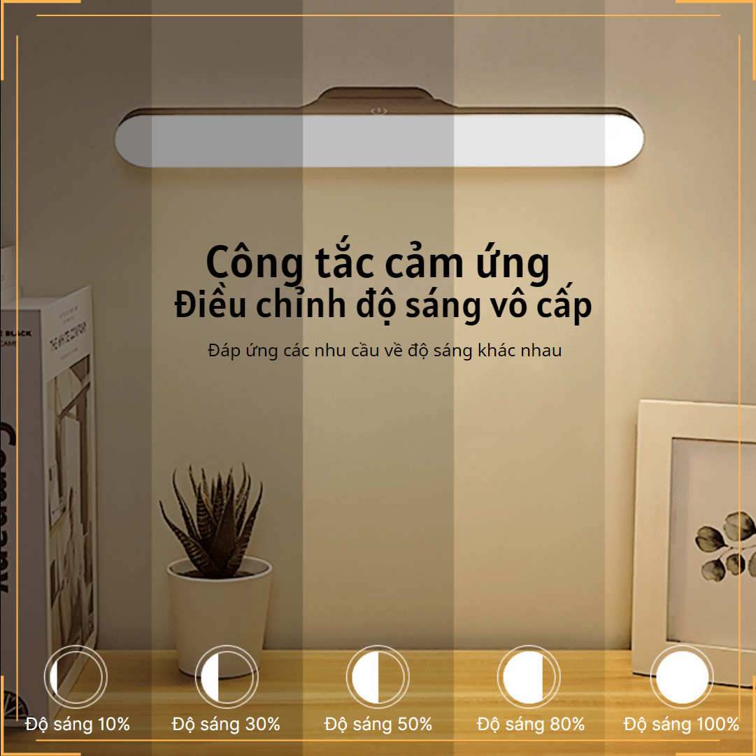 Đèn học gắn Tường đế Nam Châm Sạc Pin 3 Nhiệt Độ Màu Điều Chỉnh Độ Sáng Vô Cấp