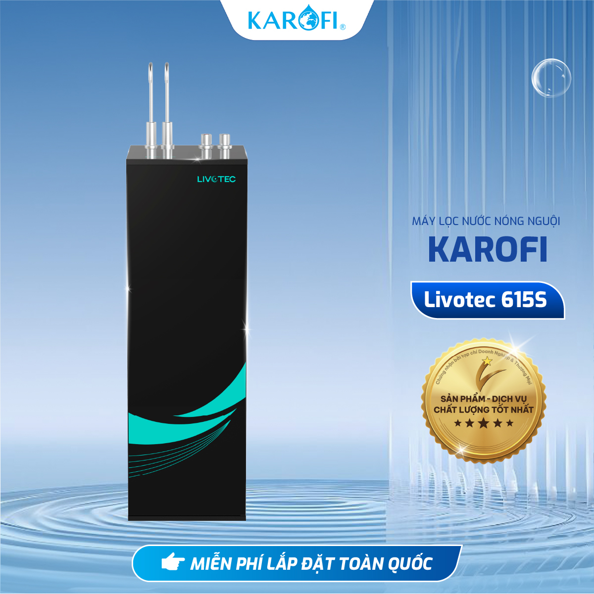 [TẶNG BỘ LÕI] Máy lọc nước nóng nguội Livotec 615S, 10 lõi lọc vượt trội, Lọc sach tinh khiết - Hàng Chính Hãng