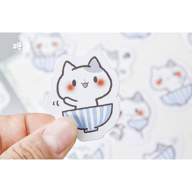 Bộ 45 Sticker Hàn Quốc hình Mèo Tinh Nghịch dán trang trí E07
