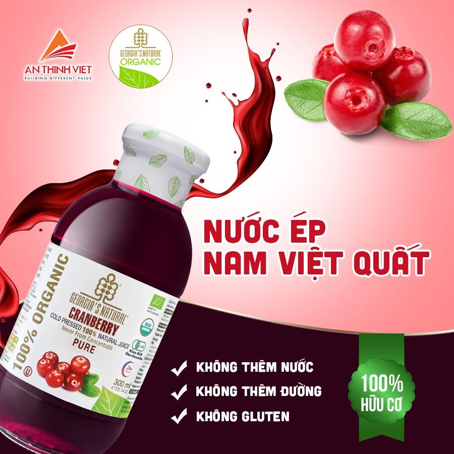 Nước Trái Cây Ép Lạnh 100% Hữu Cơ Nam Việt Quất Georgia's Natural - ORGANIC Pure Cranberry Juice - 300ml