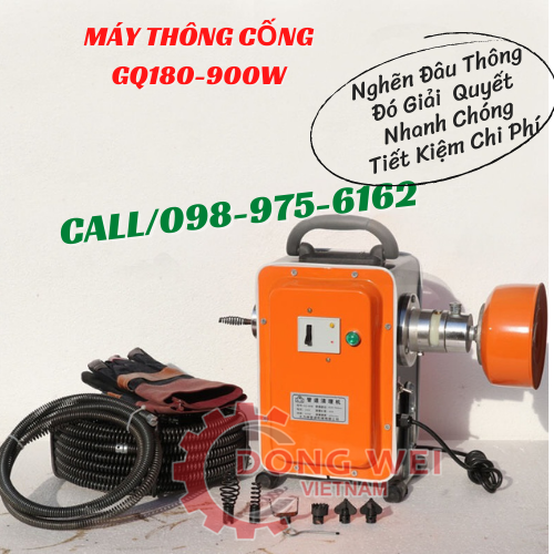 máy thông cống lò xo GQ180-900w tặng 1 cuộn dây phi 16 &amp; dây phi 8