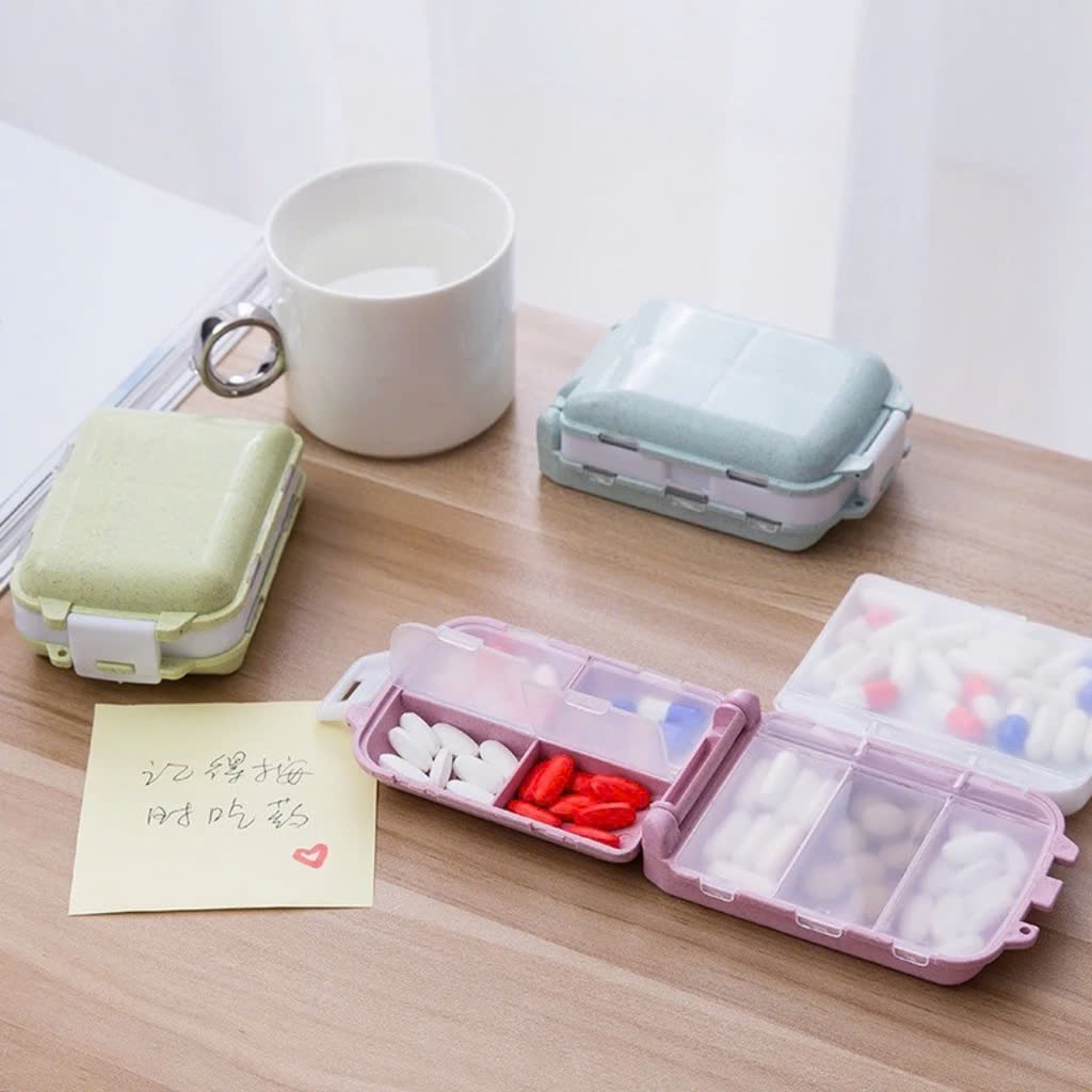 Hộp Đựng Chia Thuốc 8 Ngăn Đi Du Lịch, Tiện Dụng, Nhỏ Gọn, Chắc Chắn, Ngăn Nắp, Nhựa An Toàn Môi Trường.