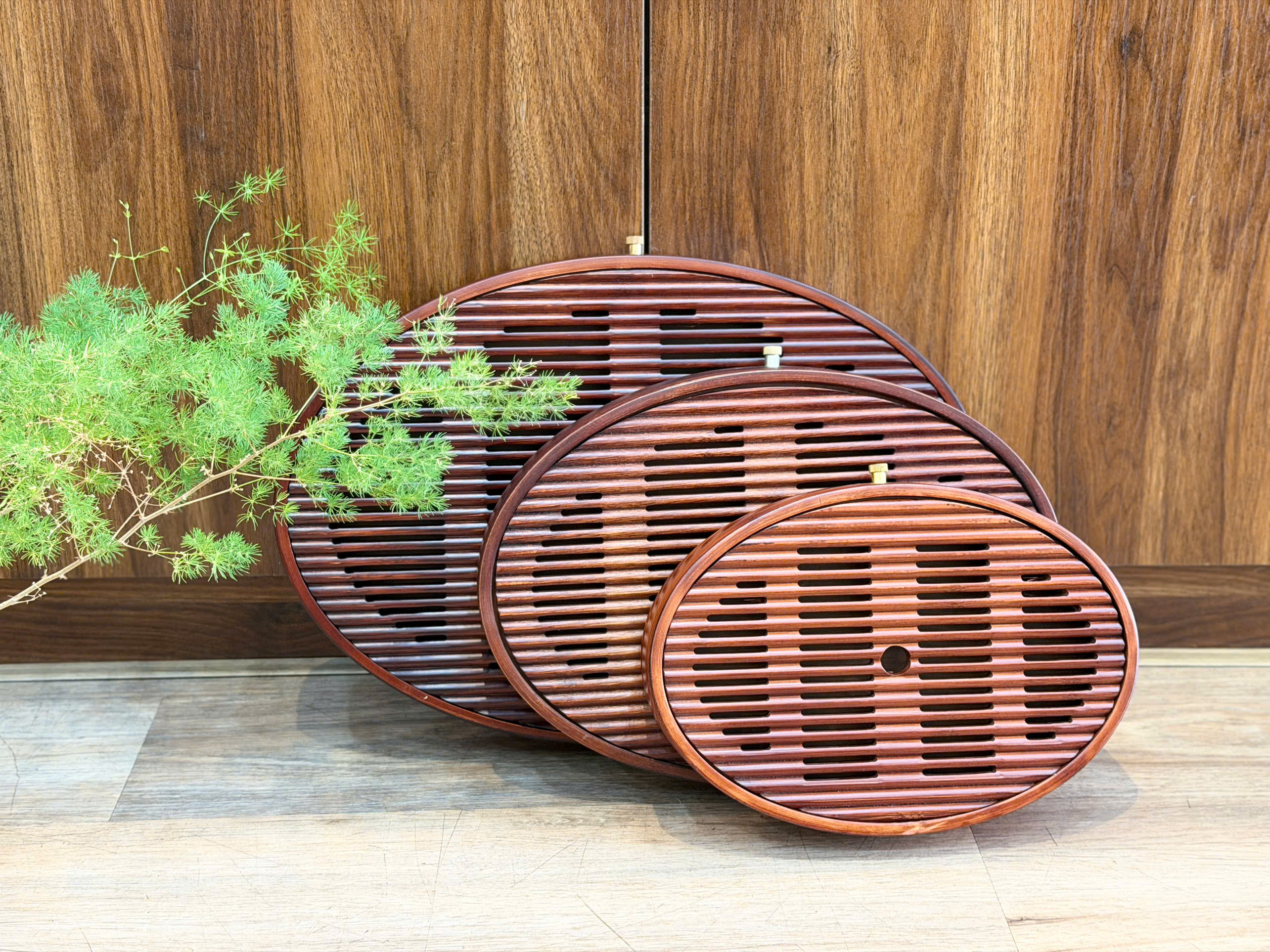 KHAY TRÀ OVAL "TINH THẦN" - TRE HUN KHÓI - SIZE TRUNG 36X25.5X5 CM - KHAY TRÀ BỀN BỈ - WOOD TEA TRAY