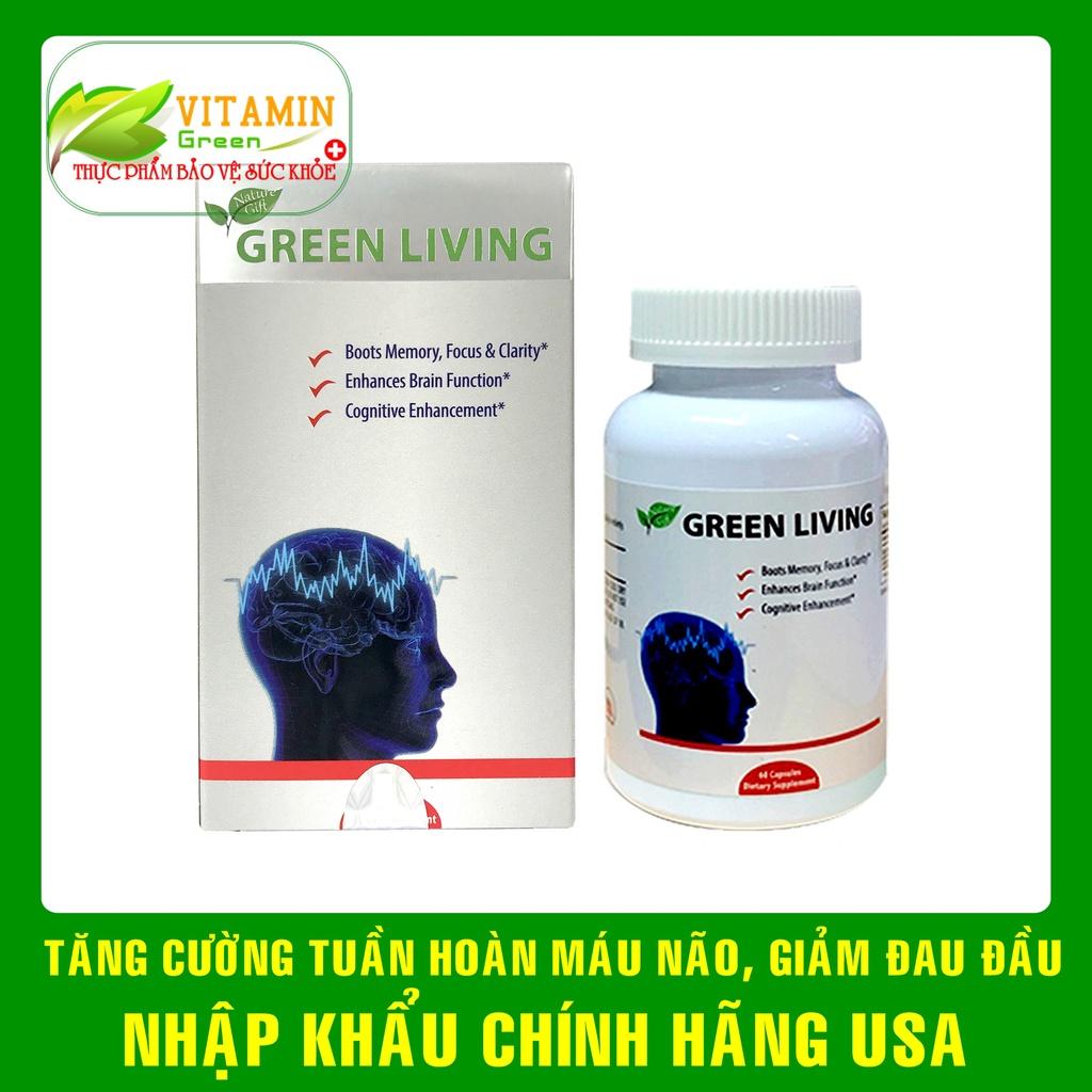 Viên uống bổ não Green Living Brain (Việt Quất, Ginkgo biloba) giúp tăng cường tuần hoàn não | Nhập khẩu chính hãng Mỹ