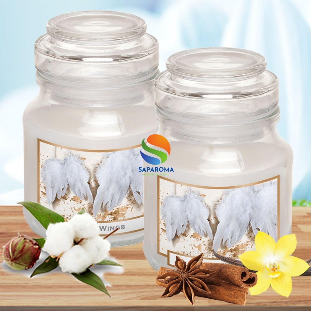 Combo 2 hũ nến thơm tinh dầu Bartek Angel Wings 130g - quế, hoa bông, nến trang trí, thơm phòng, thư giãn, Hỗ trợ khử mùi