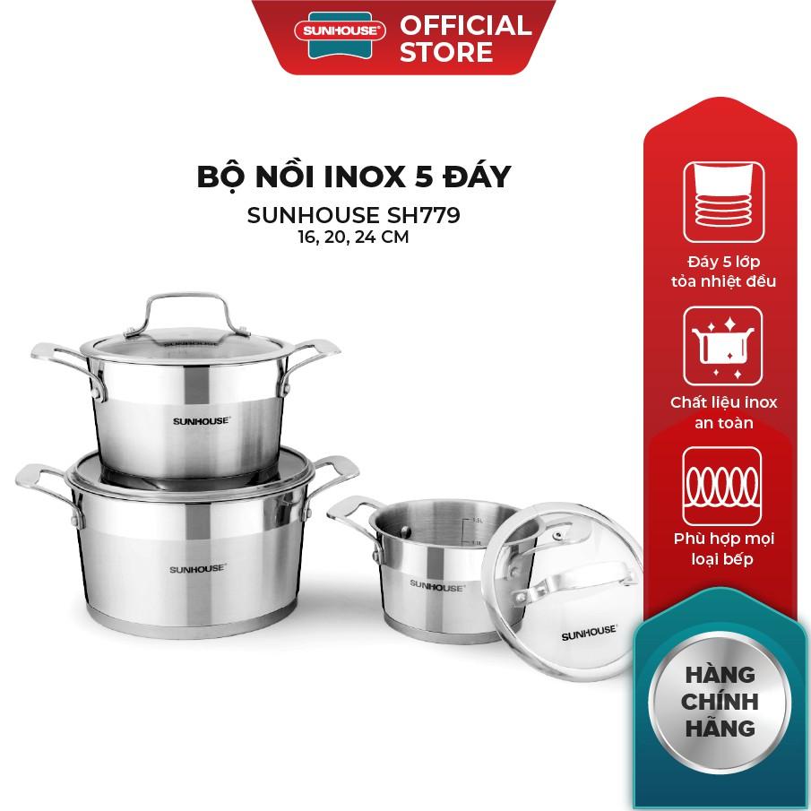 Bộ nồi inox 5 đáy Sunhouse SH779