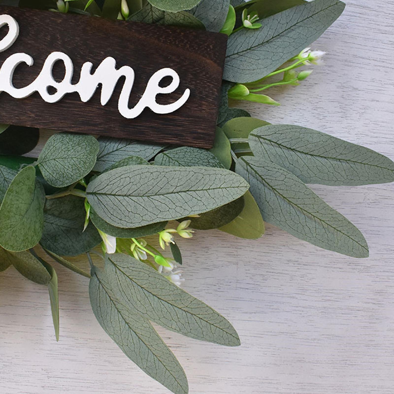 Welcome Sign Wooden Hanging Porch Wreaths for Front Door Decoration for Christmas, Restaurant, Home, Outdoor