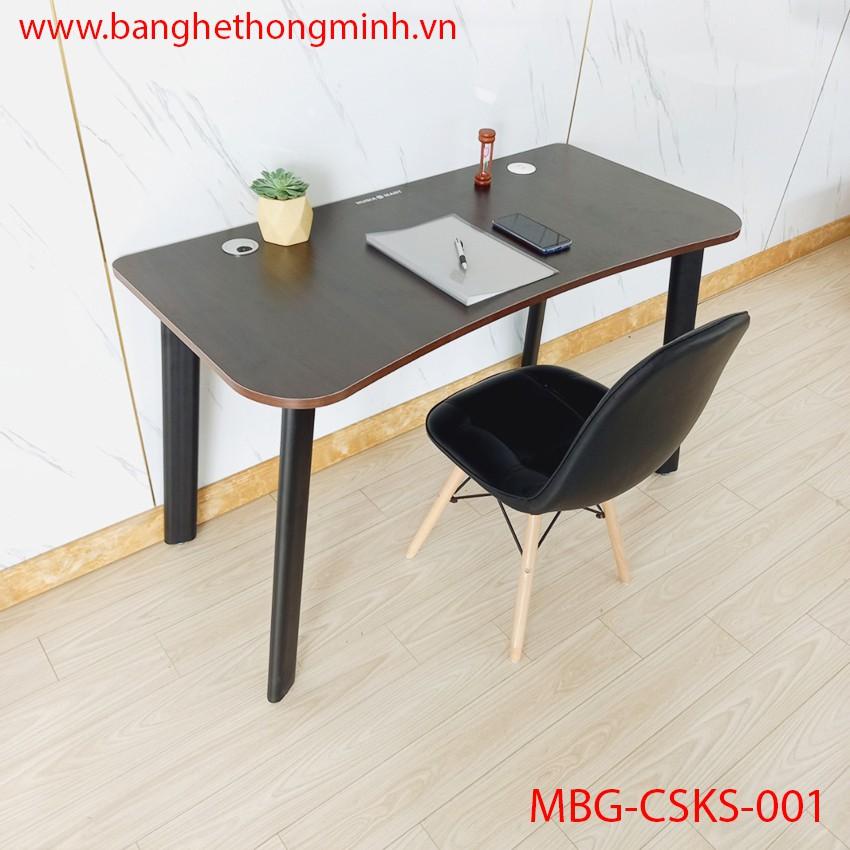 Bàn mặt gỗ MDF + Chân sắt Oval khung sắt X tích hợp sạc USB