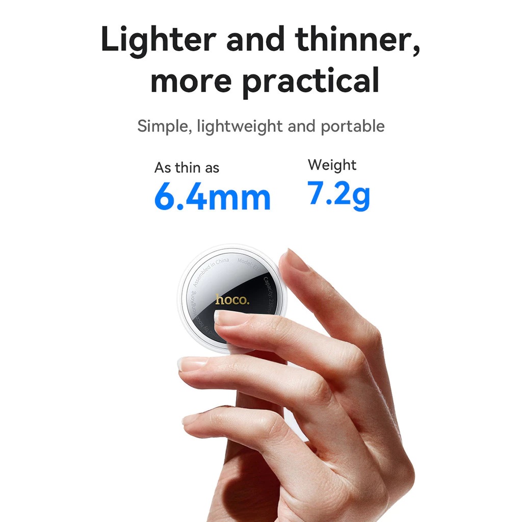 Thiết bị định vị GPS HOCO E100 cho iOS chống thất lạc thông minh không giới hạn khoảng cách, định vị xe, chìa khóa, hành lý, tặng kèm ốp cao su - Hàng chính hãng